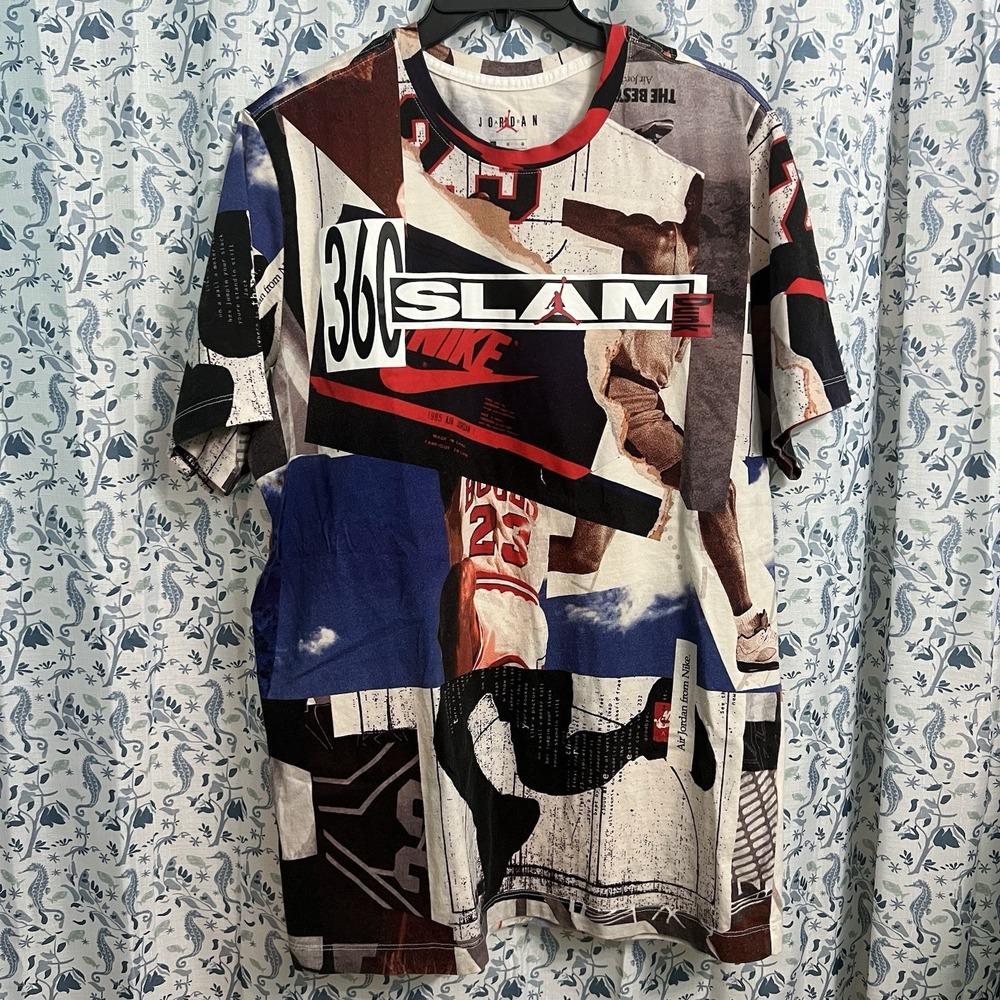 Nike Air Jordan 360 Slam Photo Collage Graphic T-Shirt Men's Size L CJ6298-100